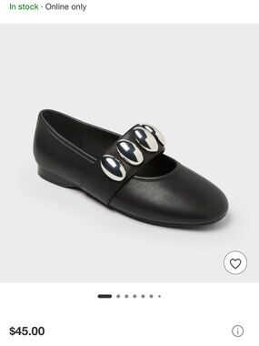 Black Mary Jane Flat with Silver Oval Accents